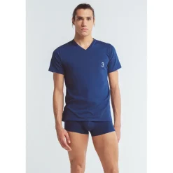 Homme Louisa Bracq T-shirt Col V*Black Basic Range -  T-shirt col V